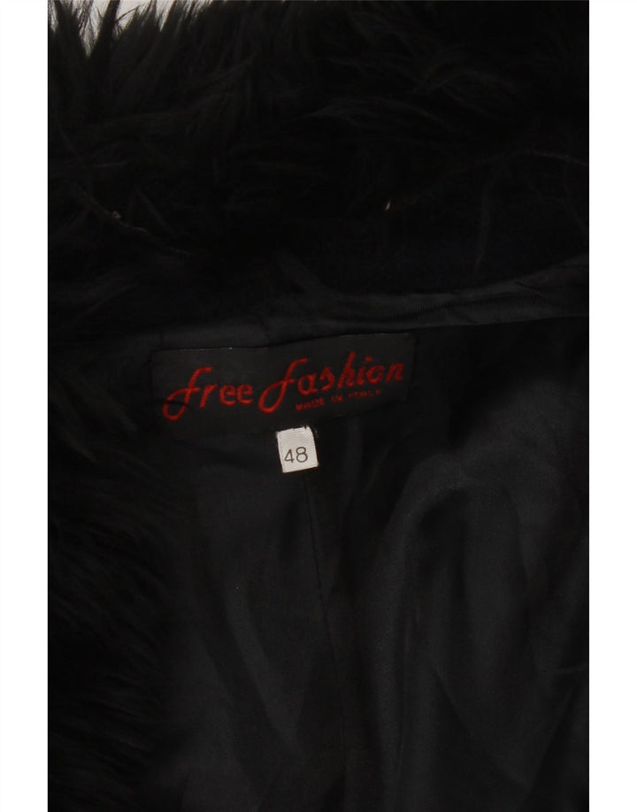 Vintage ženski kaput s dvorednim kopčanjem IT 48 XL tamnoplava vuna