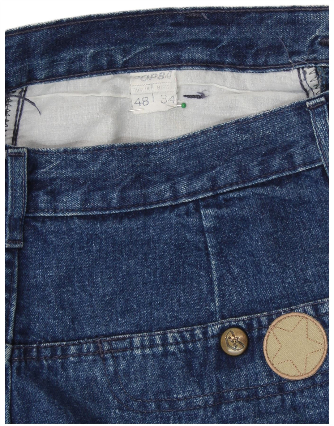 POP 84 Ženske sužene traperice visokog struka IT 48 XL W34 L32 Plavi pamuk