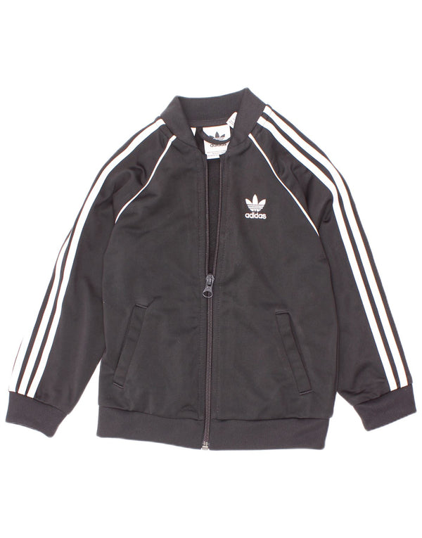 Gornja jakna od trenirke Adidas za dječake 2-3 godine, crni poliester