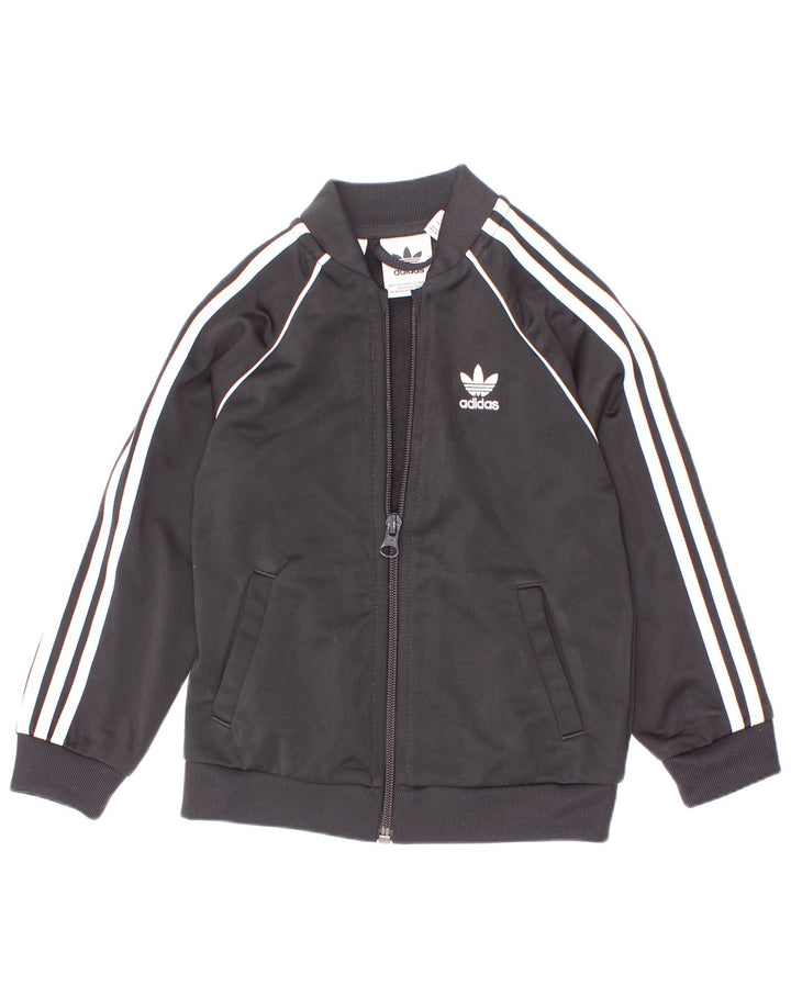 Gornja jakna od trenirke Adidas za dječake 2-3 godine, crni poliester