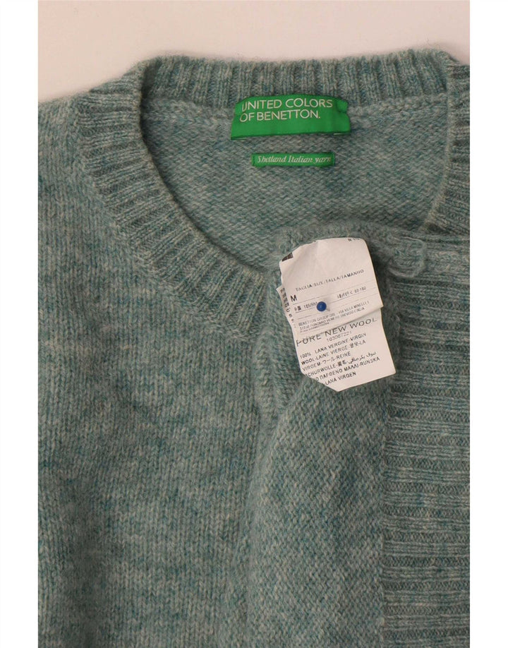 Benetton ženski džemper s okruglim izrezom UK 14 srednje zelene vune