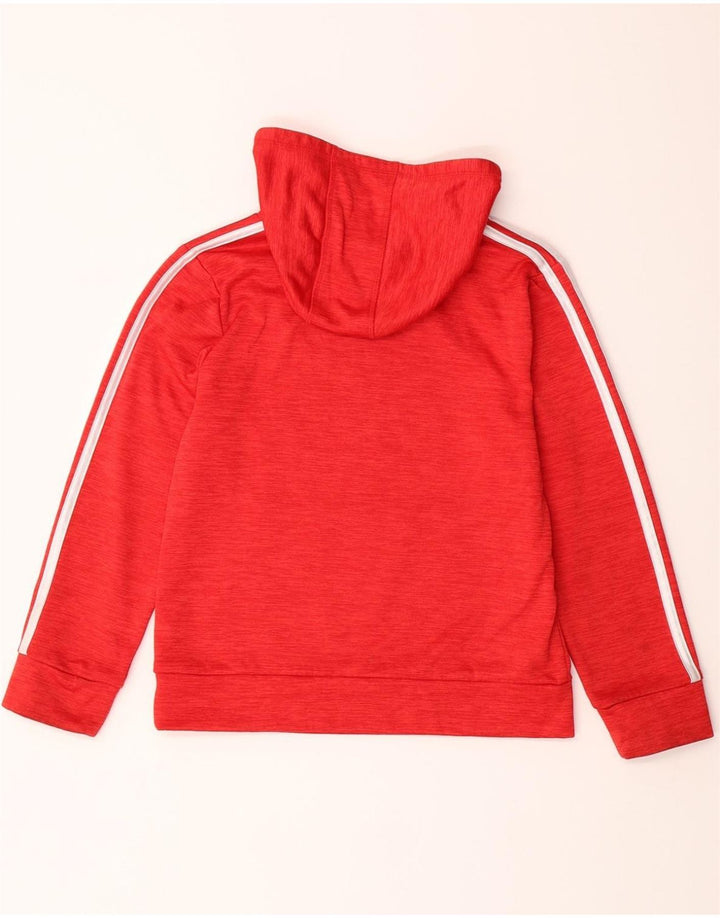 ADIDAS Boys Graphic Hoodie Jumper 7-8 Years Small Red Polyester Vintage Adidas and Second-Hand Adidas from Messina Hembry 