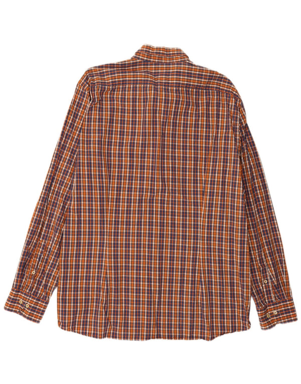 Adidas Mens Checked  Shirt Size 44 Large Orange Plaid Cotton