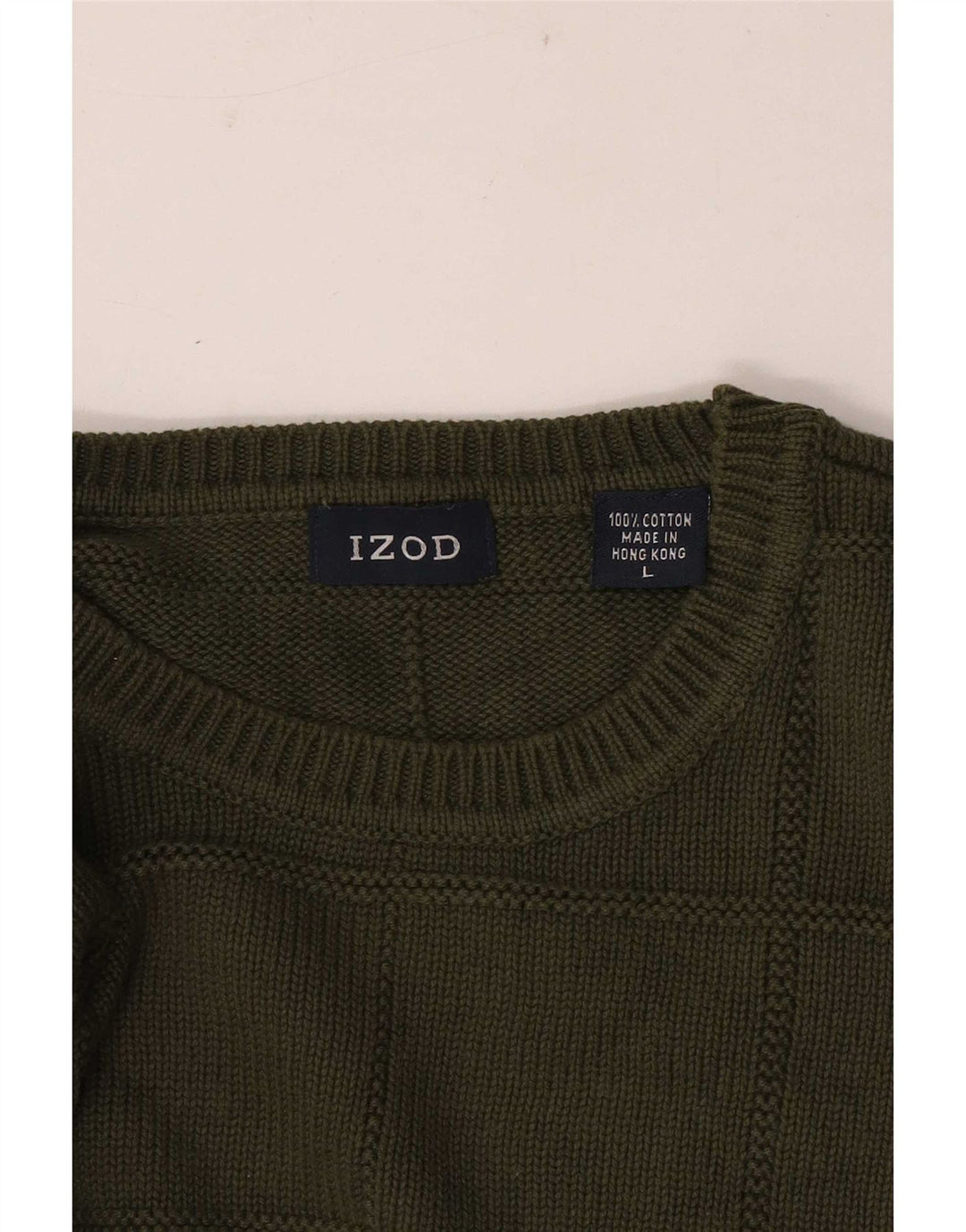 Izod muški džemper s okruglim izrezom, veliki kaki karirani pamuk