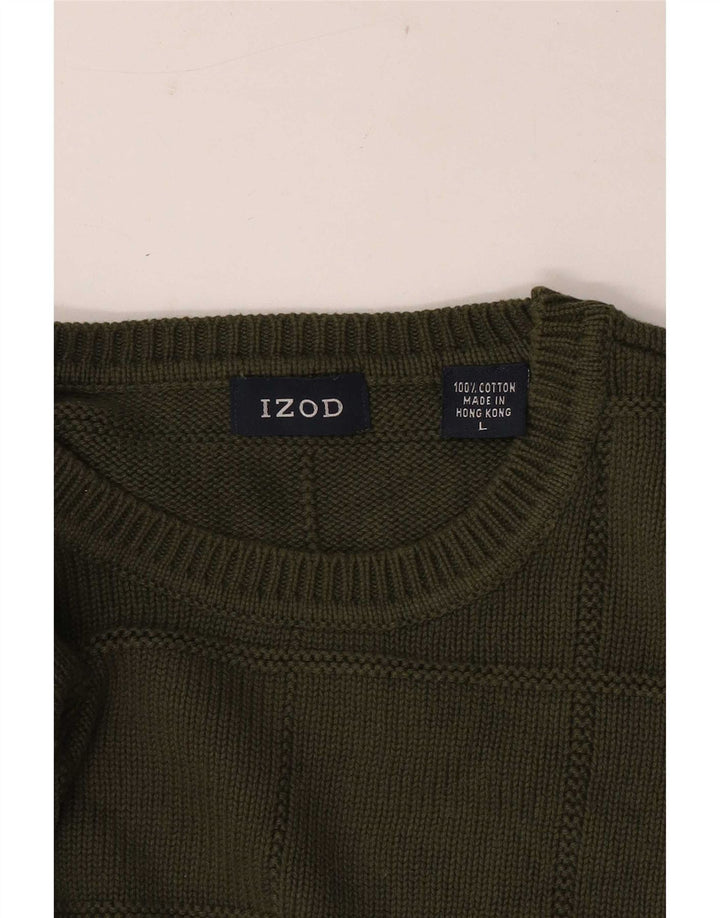 Izod muški džemper s okruglim izrezom, veliki kaki karirani pamuk