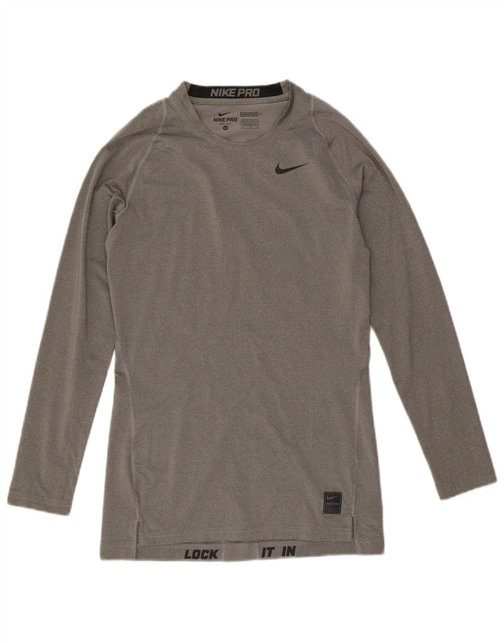 Nike muška Dri Fit majica s dugim rukavima srednje sive boje, poliester