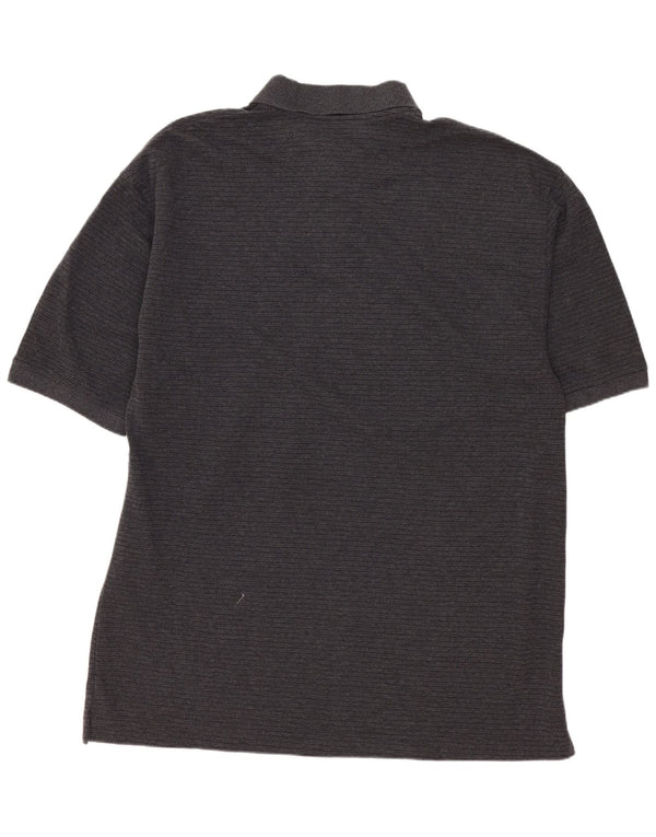 DOCKERS Mens Golf Polo Shirt Large Grey Striped Cotton