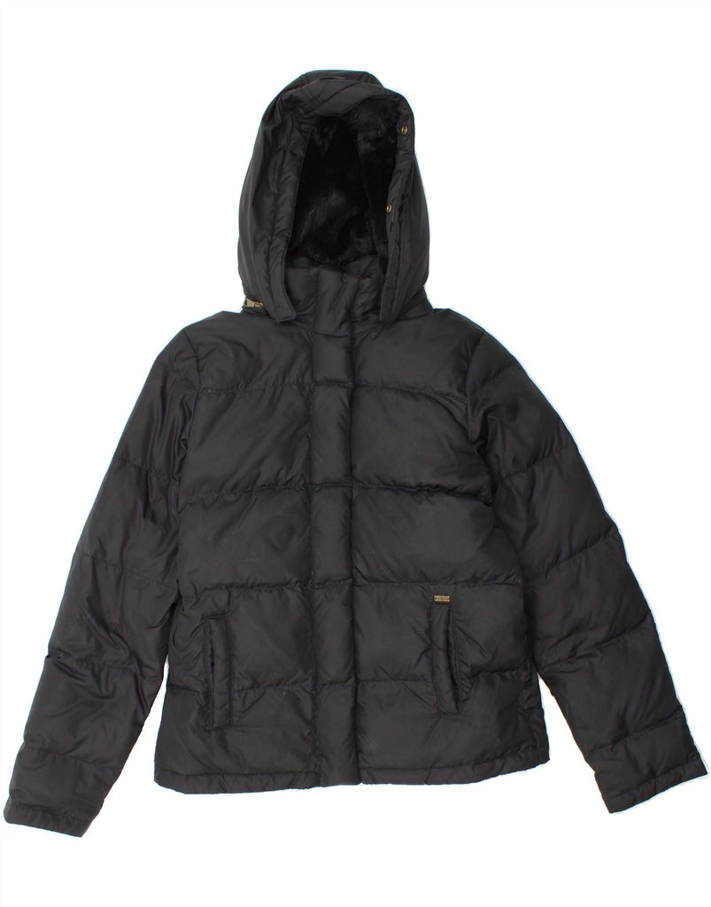 RALPH LAUREN Womens Hooded Padded Jacket UK 10 Small Black Nylon Vintage Ralph Lauren and Second-Hand Ralph Lauren from Messina Hembry 