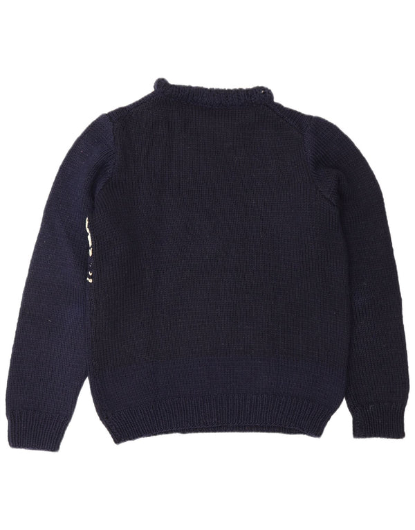 VINTAGE ženski džemper s okruglim izrezom UK 16 Veliki tamnoplavi Fair Isle