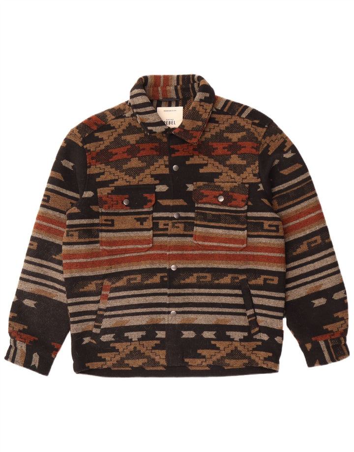 Vintage muška bomber jakna UK 38 srednje smeđi geometrijski poliester
