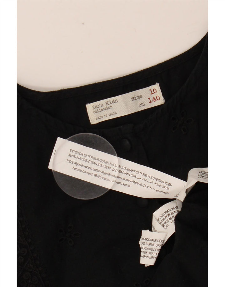 ZARA haljina A-kroja s krilima šišmiša za djevojčice 9-10 godina, crna pamučna cvjetnica