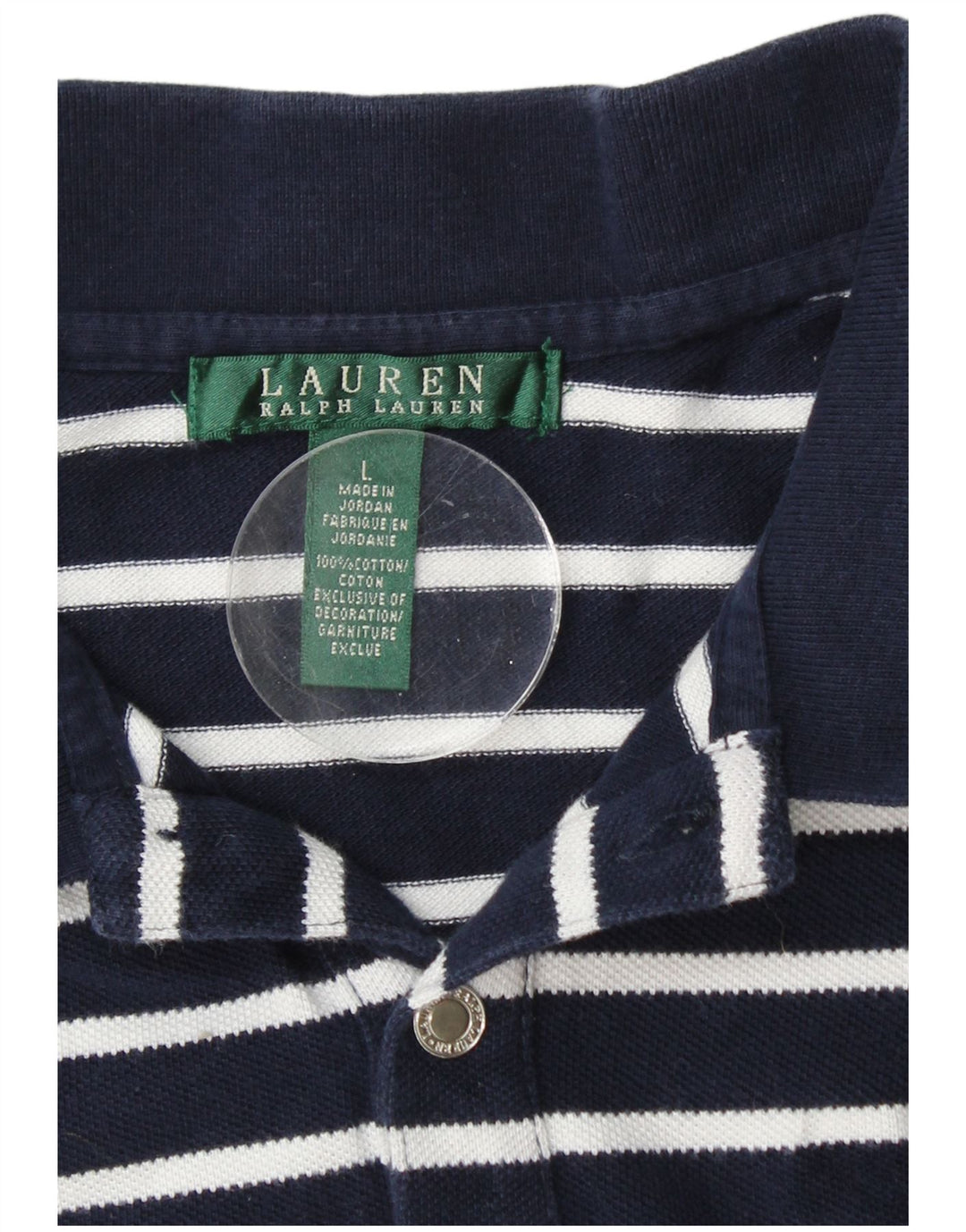 RALPH LAUREN Ženska polo majica UK 16 Veliki tamnoplavi pamuk na pruge