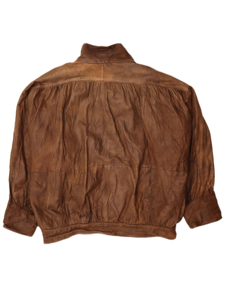 Vintage ženska prevelika kožna jakna UK 20 2XL smeđa