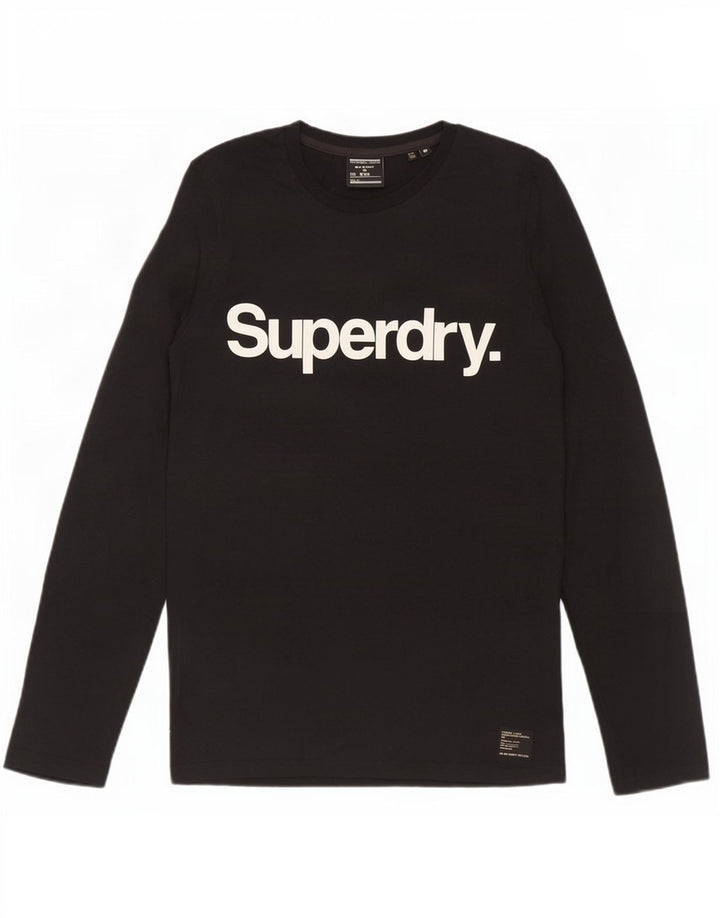 Superdry muška grafička majica dugih rukava srednje crne boje pamuka