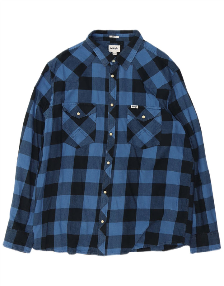 Wrangler muška flanelska košulja standardnog kroja XL plavi pamuk od ginghama