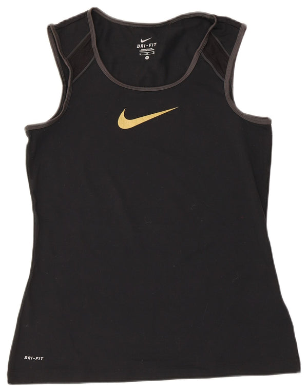 Nike Ženski Dri Fit Graphic Vest Top UK 12 Srednji crni najlon
