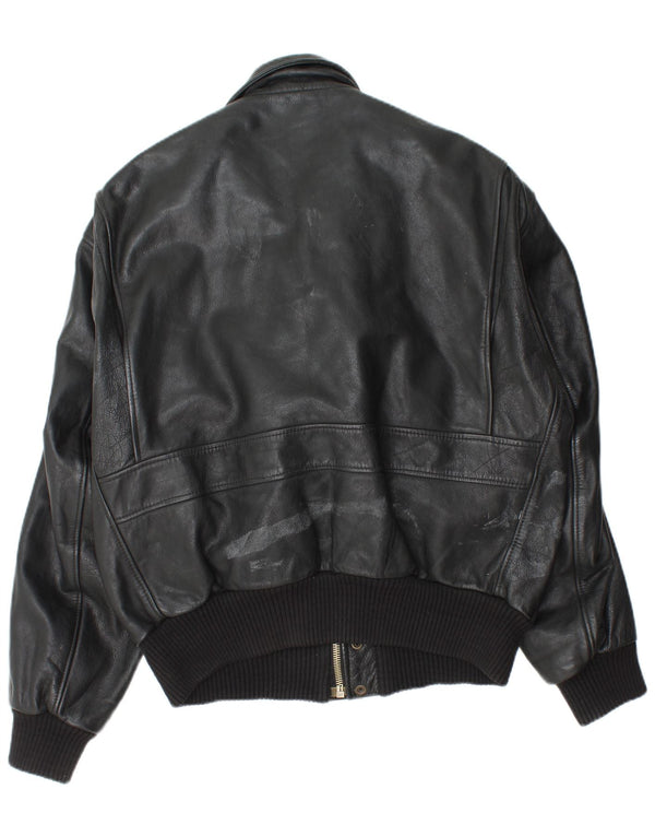 Vintage muška vojna kožna jakna IT 52 XL crna koža