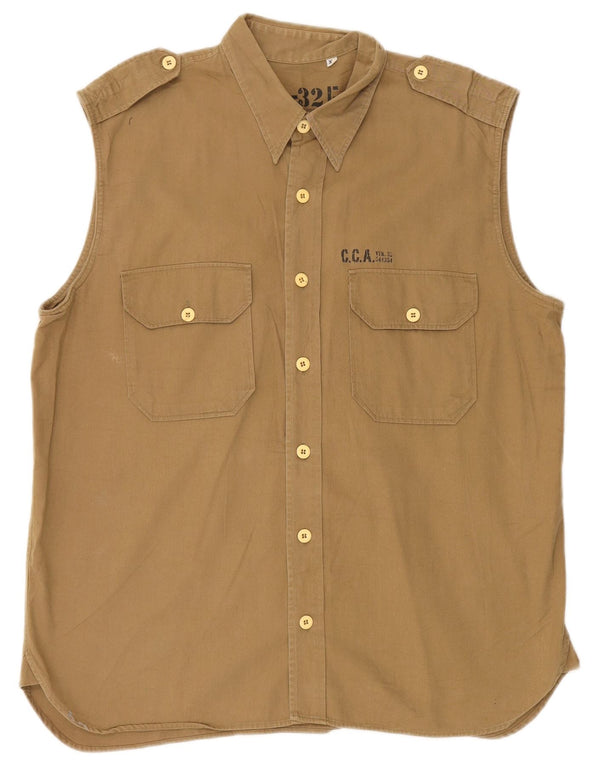 Vintage muška vojna majica bez rukava XL kaki pamuk