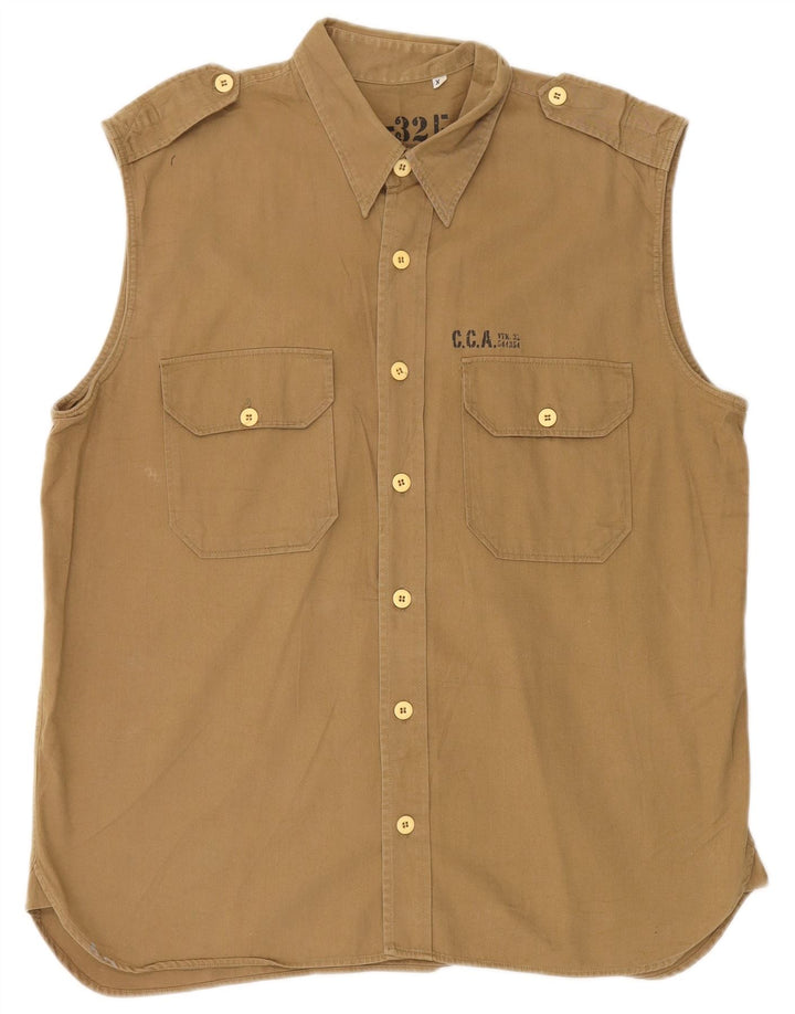 Vintage muška vojna majica bez rukava XL kaki pamuk