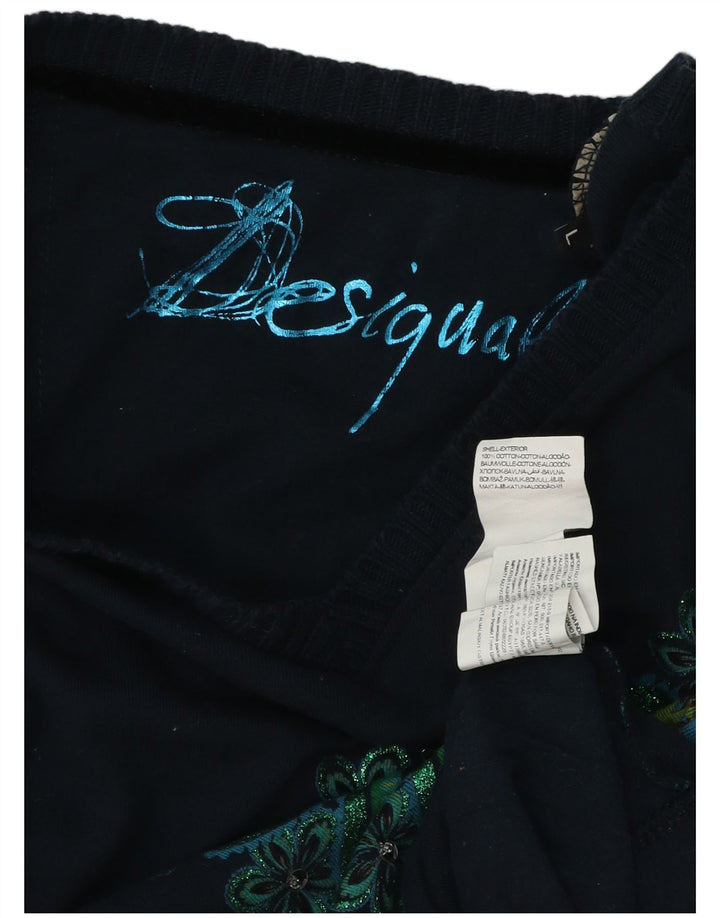 DESIGUAL Ženska majica dugih rukava s grafičkim motivima UK 14 Veliki tamnoplavi cvjetni
