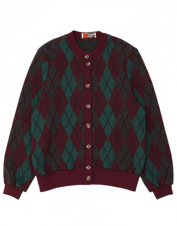 Richard Stump Ženski kardigan pulover UK 20 2XL Bordo Argyle/Diamond