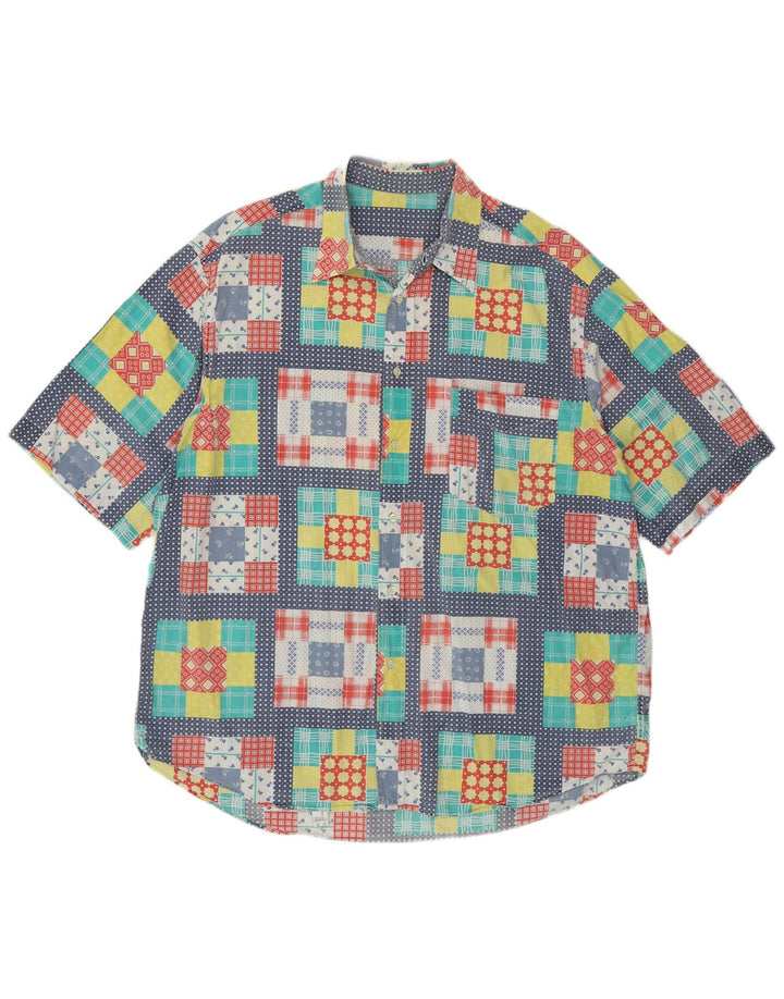 VINTAGE muška košulja kratkih rukava XL Raznobojni patchwork pamuk