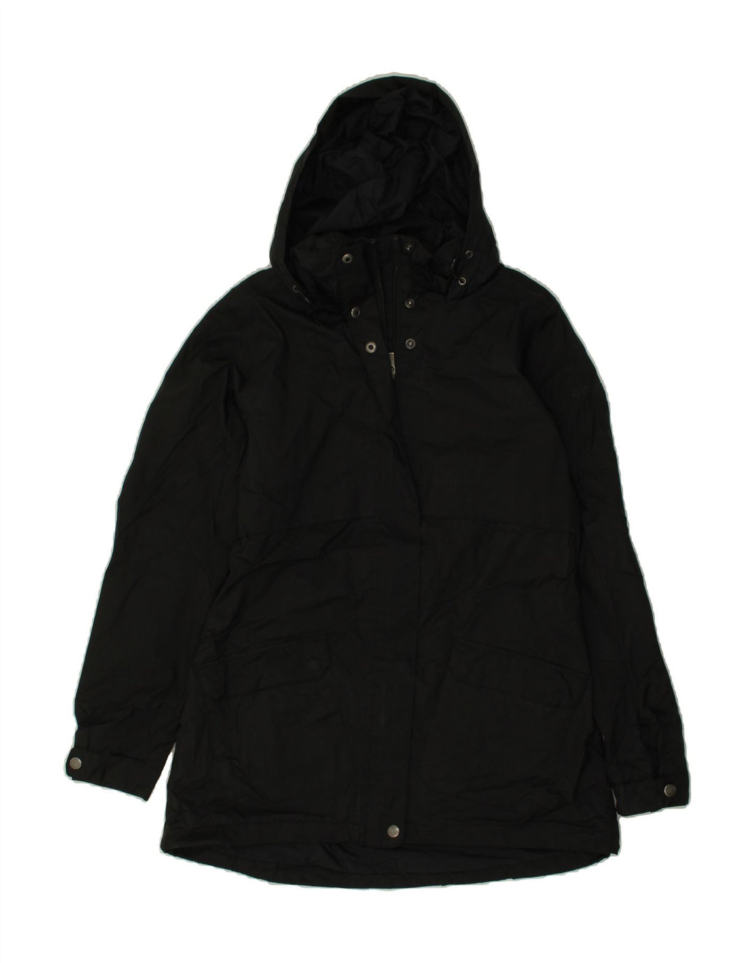 COLUMBIA Womens Hooded Windbreaker Jacket UK 14  Medium Black Polyester Vintage Columbia and Second-Hand Columbia from Messina Hembry 