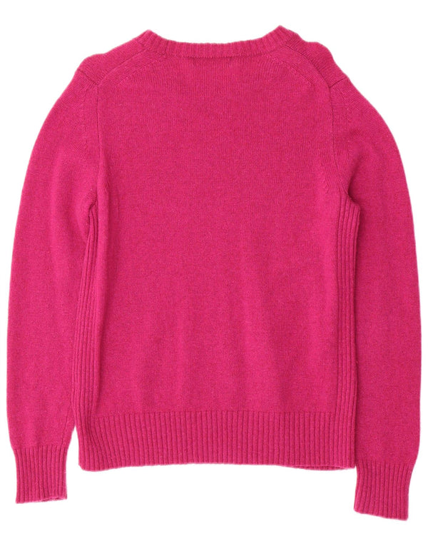 Marks & Spencer ženski džemper s veznim izrezom UK 14 Large Pink Lambswool
