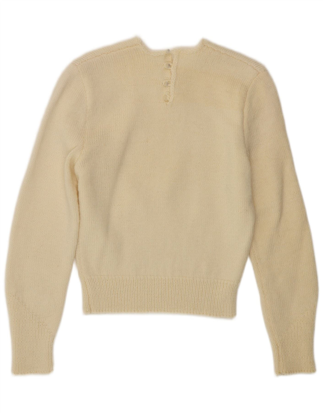 VINTAGE ženski džemper s okruglim izrezom UK 10 Small Off White