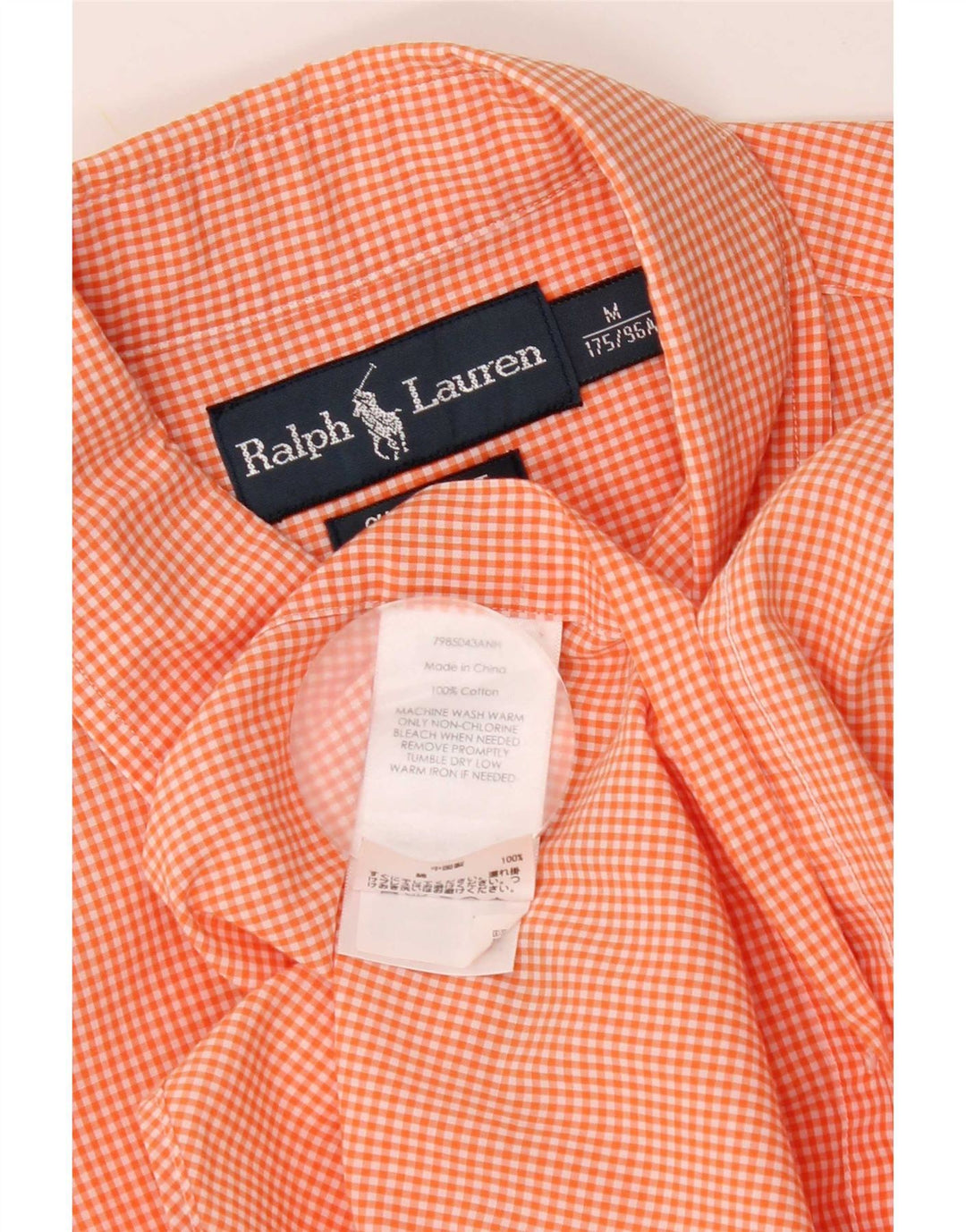 Ralph Lauren muška košulja kratkih rukava prilagođenog kroja srednje narančaste boje gingham