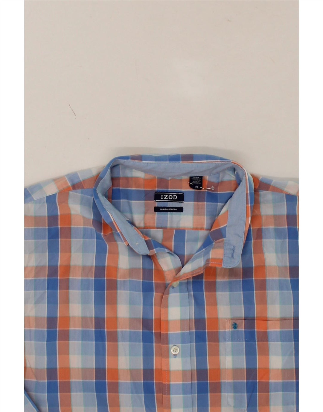 IZOD Mens Short Sleeve Shirt Large Blue Check Cotton Vintage Izod and Second-Hand Izod from Messina Hembry 