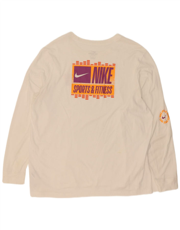 Nike muška Dri Fit grafička majica dugih rukava 2XL bijeli pamuk