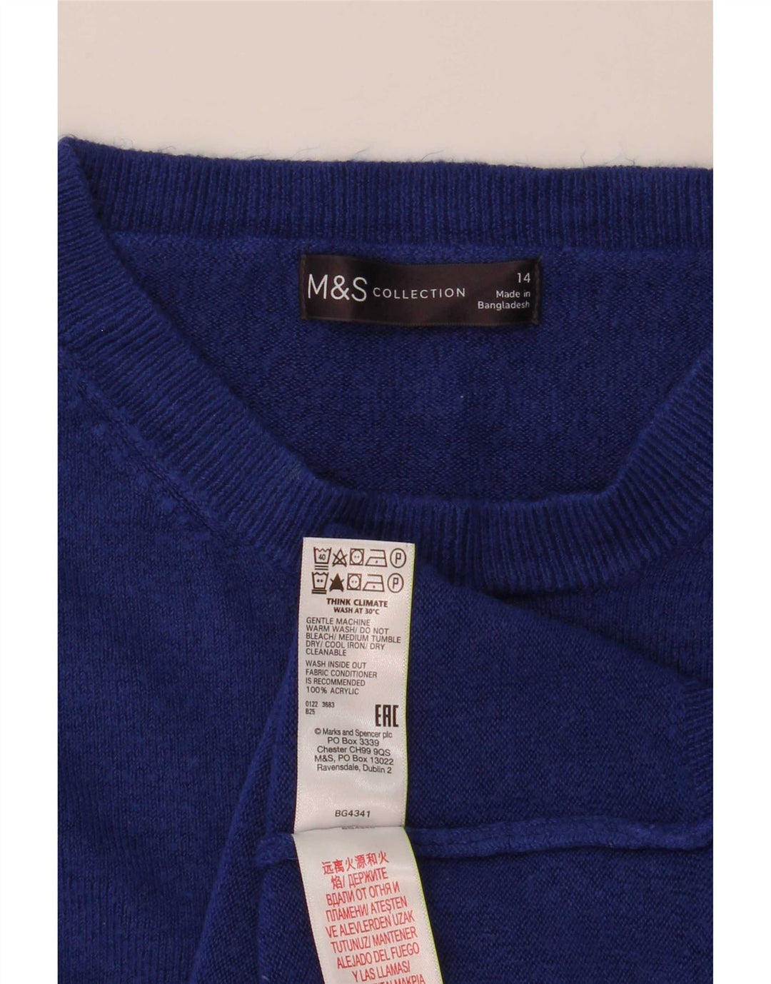Marks & Spencer ženski džemper s okruglim izrezom UK 14 srednje plavi akril