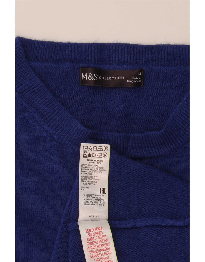 Marks & Spencer ženski džemper s okruglim izrezom UK 14 srednje plavi akril