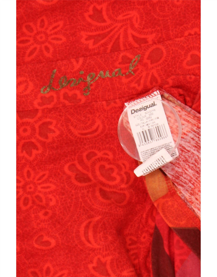 DESIGUAL Womens Graphic Sleeveless Maxi Dress UK 18 XL Red Floral Cotton