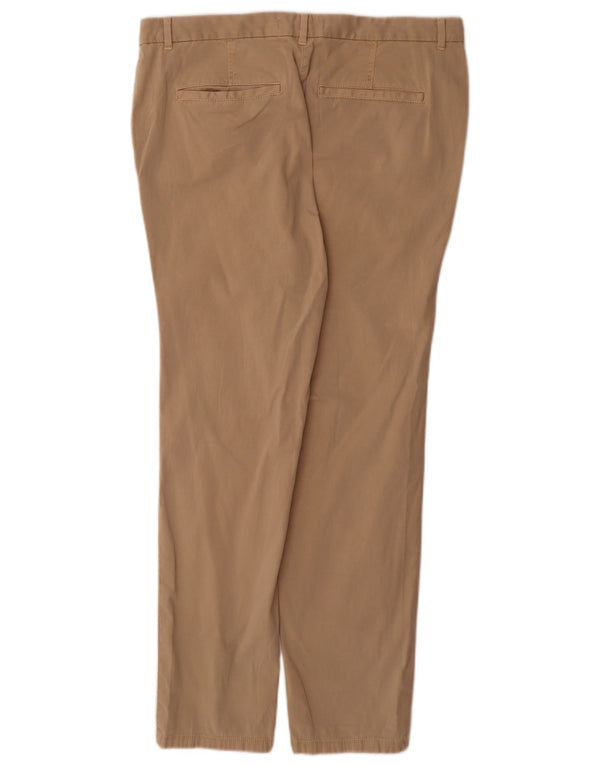 Marks & Spencer Womens Slim Chino Trousers UK 14 Large W34 L30 Beige Cotton