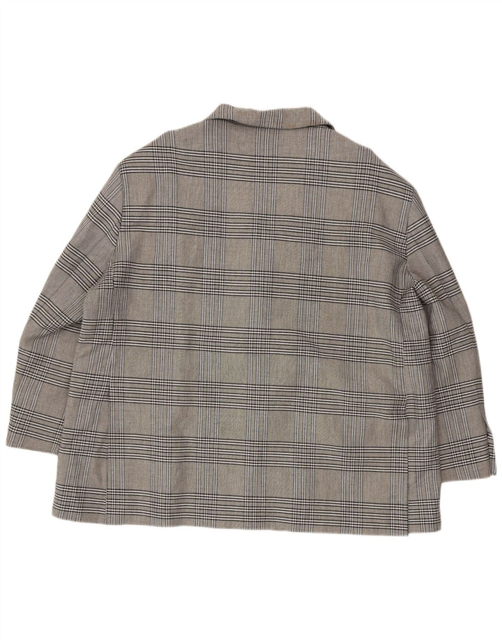 ZARA ženska prekomjerna jakna sa 2 gumba UK 18 XL siva karirana viskoza