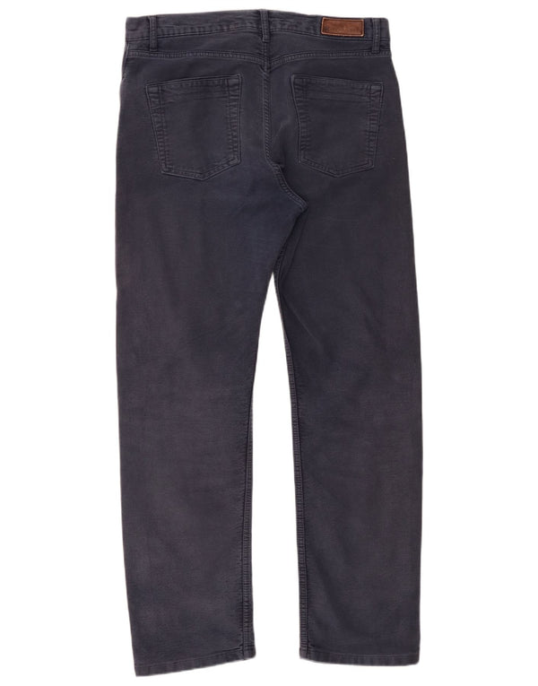 Marks & Spencer Mens Straight Casual Trousers W34 L31 Navy Blue Cotton