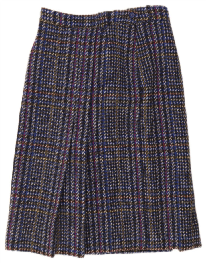 Vintage ženska suknja W24 XS plava karirana vuna