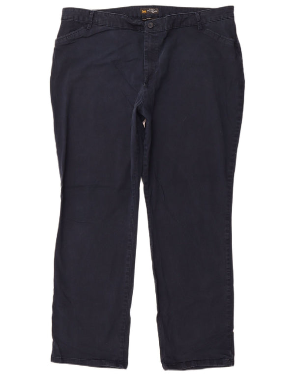 LEE Ženske ravne ležerne hlače srednjeg rasta US 20 3XL W38 L30 tamnoplave