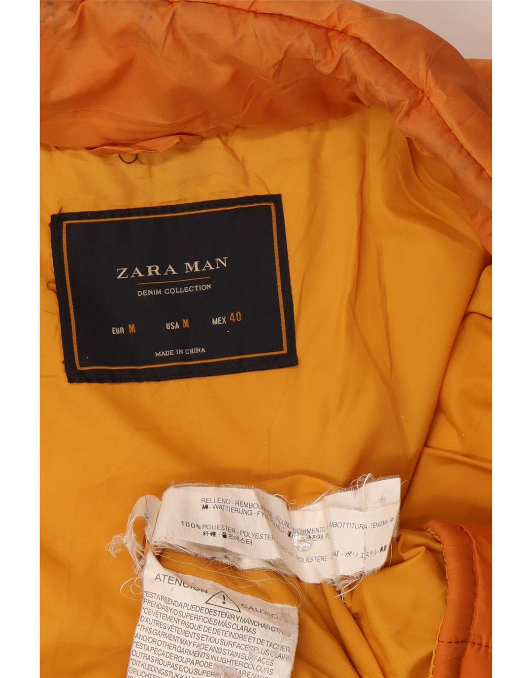 Zara muška podstavljena jakna UK 38 poliester srednje narančaste boje