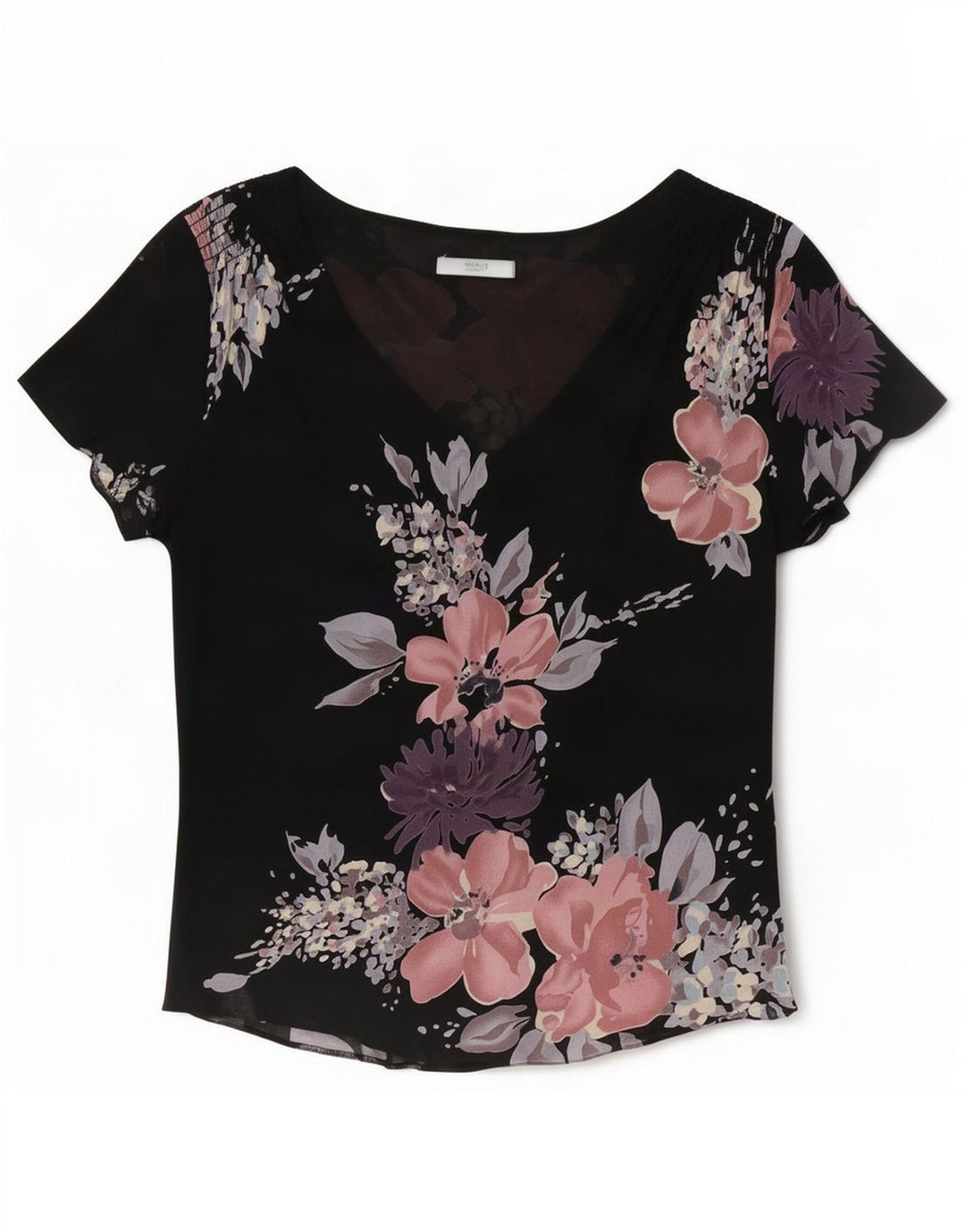 Top ženske bluze Marks & Spencer UK 16 Veliki crni cvjetni poliester