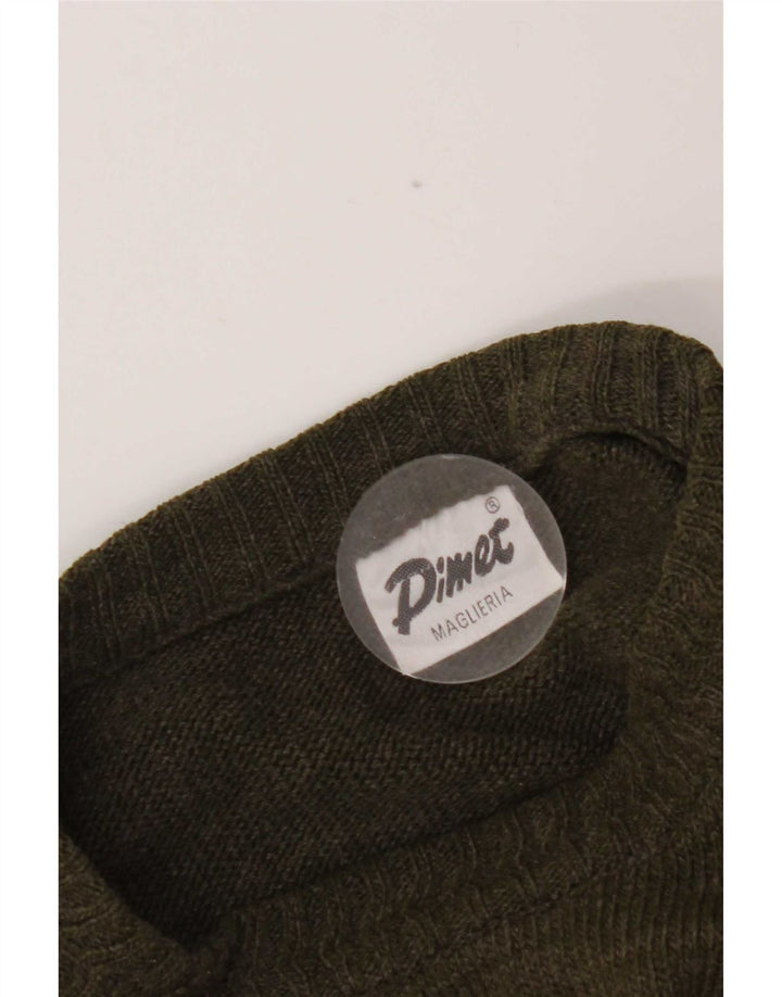 Vintage muški džemper s okruglim izrezom Srednji kaki argyle/dijamant