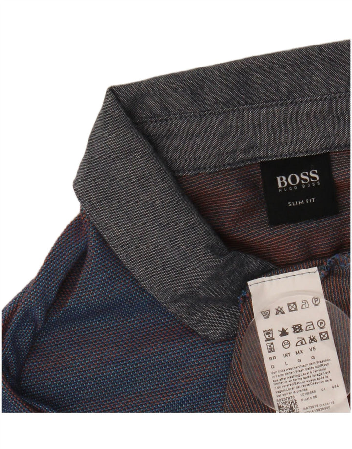 Hugo Boss muška pripijena polo majica velikih tamnoplavih prugastih pamuka