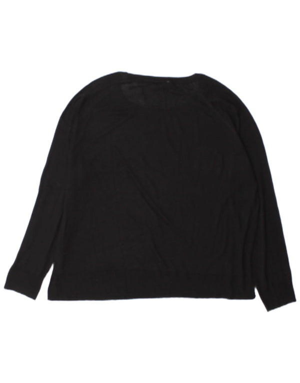 Zara Womens Boat Neck Jumper Sweater UK 18 XL Black Viscose