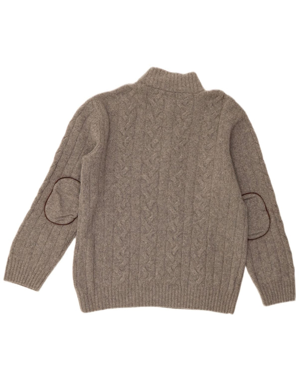 Gant muški džemper s izrezom i patentnim zatvaračem 2XL od sive merino vune