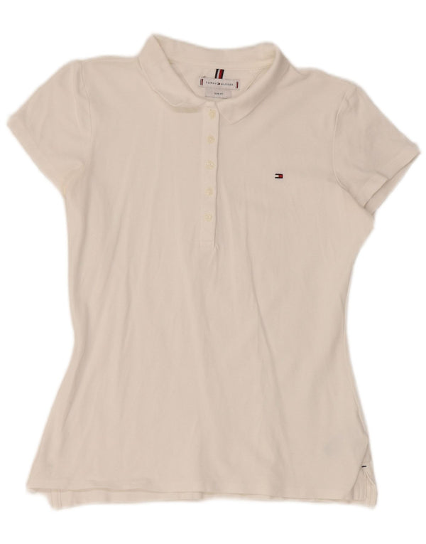 Tommy Hilfiger ženska polo majica uskog kroja UK 10 Mala bijela pamučna