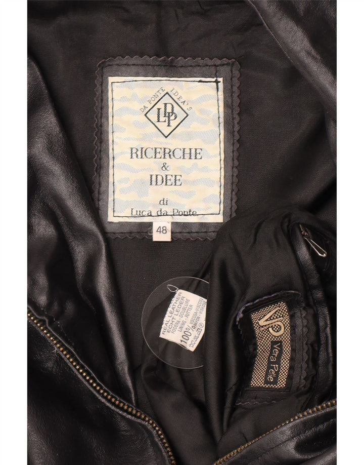 Vintage muška kožna jakna EU 48 srednje crne kože