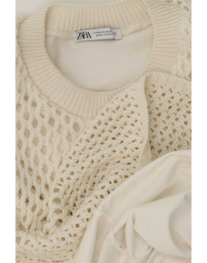 Ženska heklana bluza Zara UK 14 Srednje bijela