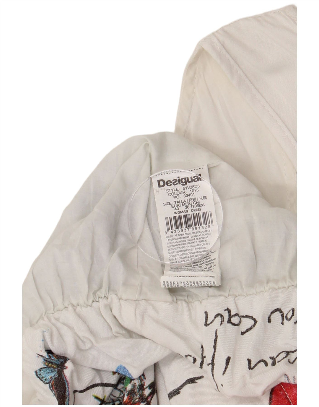 DESIGUAL Ženska haljina s mjehurićima bez rukava EU 40 Srednje bijela cvjetna